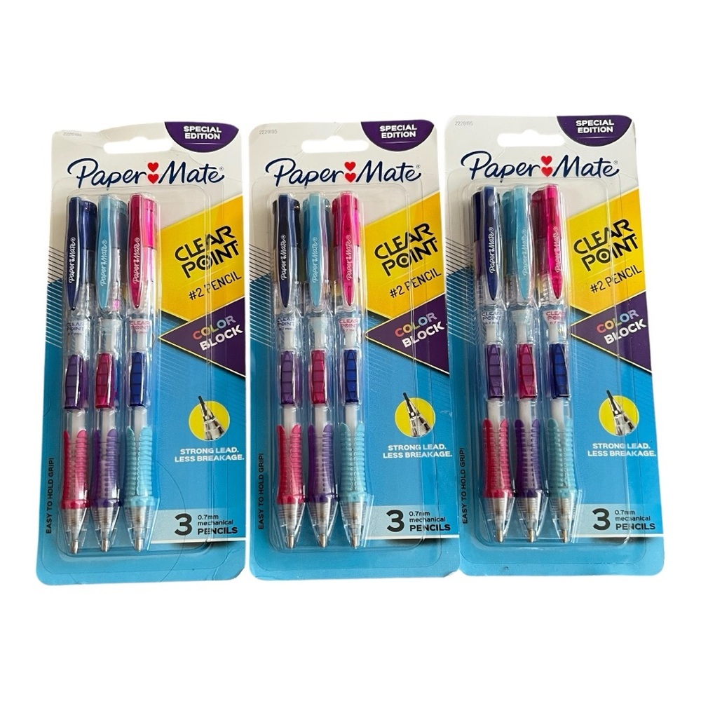 Paper Mate ClearPoint Mechanical Pencils - Blue, Pink, Purple (3-Pack)